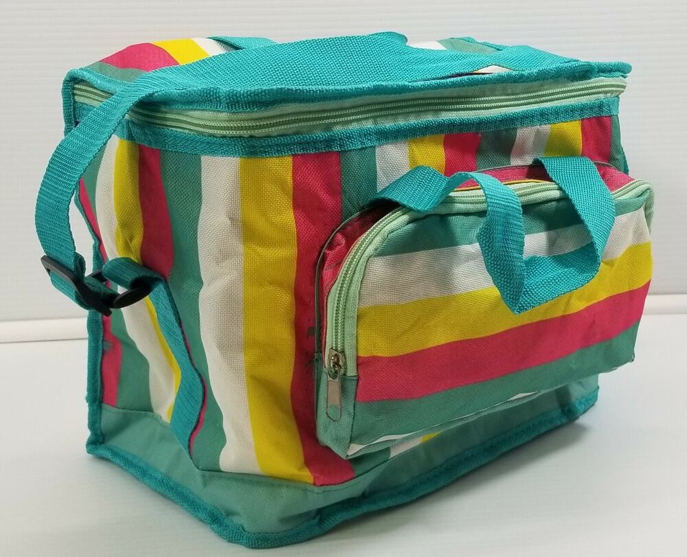 AA) Multicolor Cooler Picnic Beach Hiking Camping Lunch Bag 12 x 7